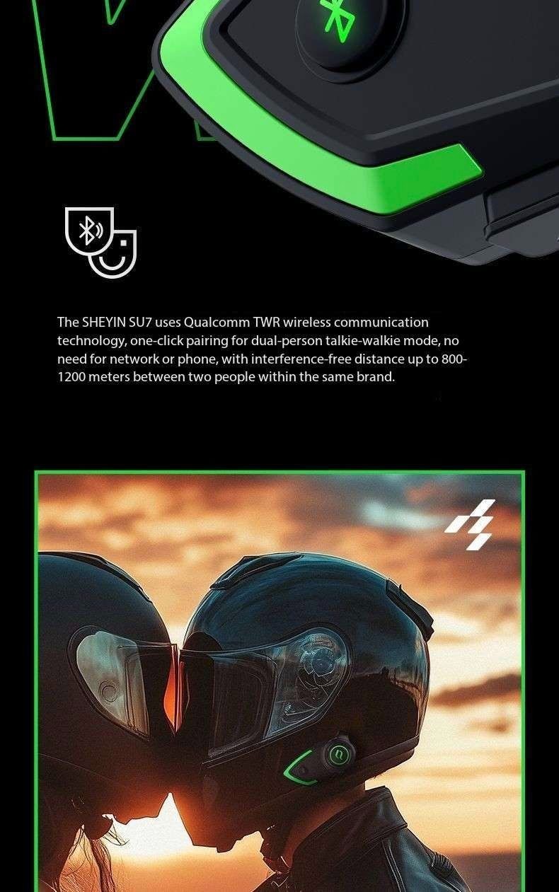 SHEYIN SU7 motorcycle helmet Bluetooth headphones noise waterproof riding