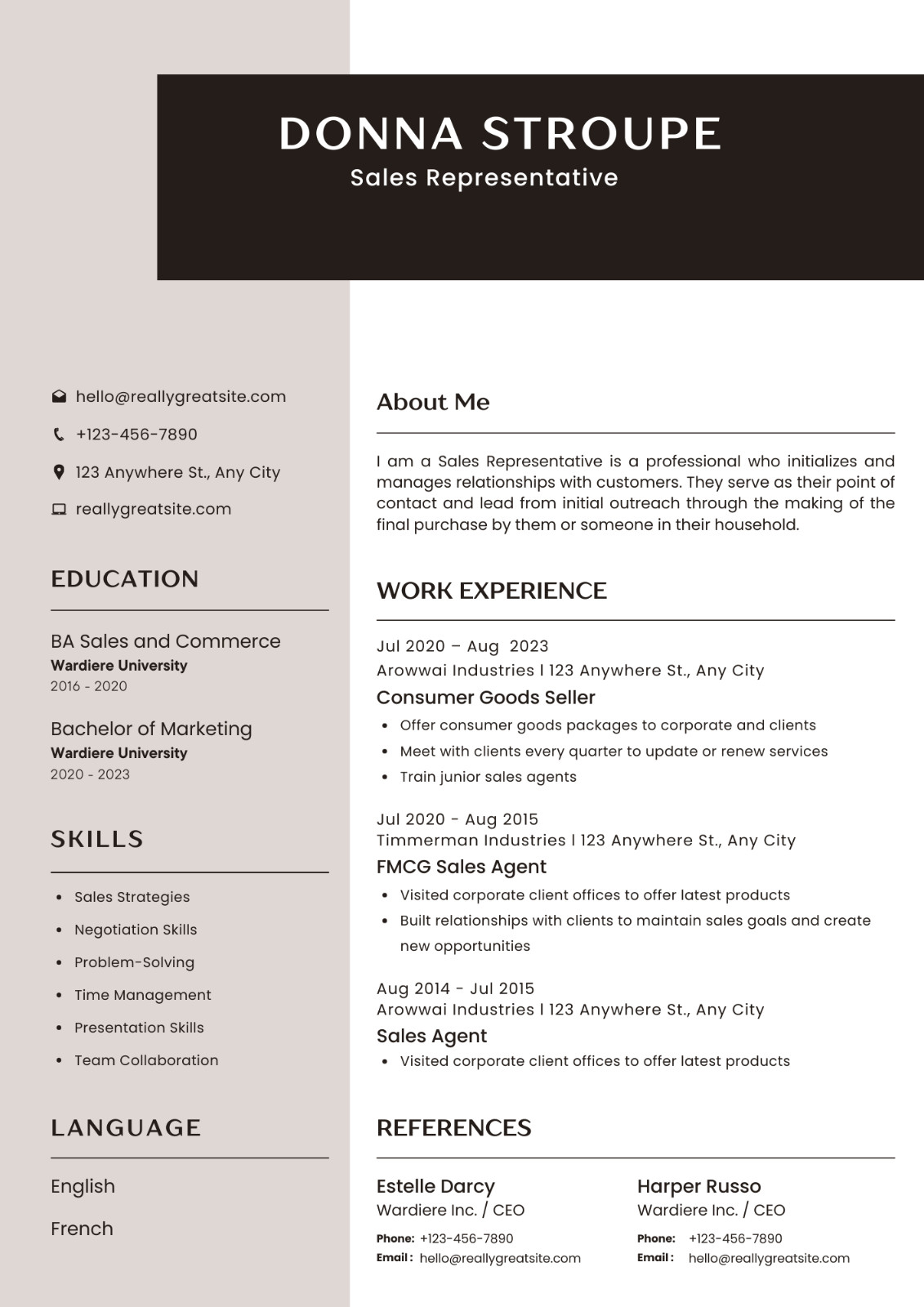 Editable Modern CV TEMPLATE For Microsoft Word, Canvas Download Save to PDF Form