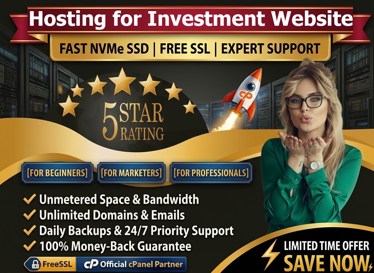 Hosting for Investment Website – 💼 Ultra-Fast SSD, Free SSL, Emails | $14.99/Yr