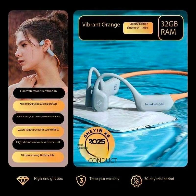 SHEYIN X8 Bone Conduction Bluetooth Headphones with Ultra Long Battery Life