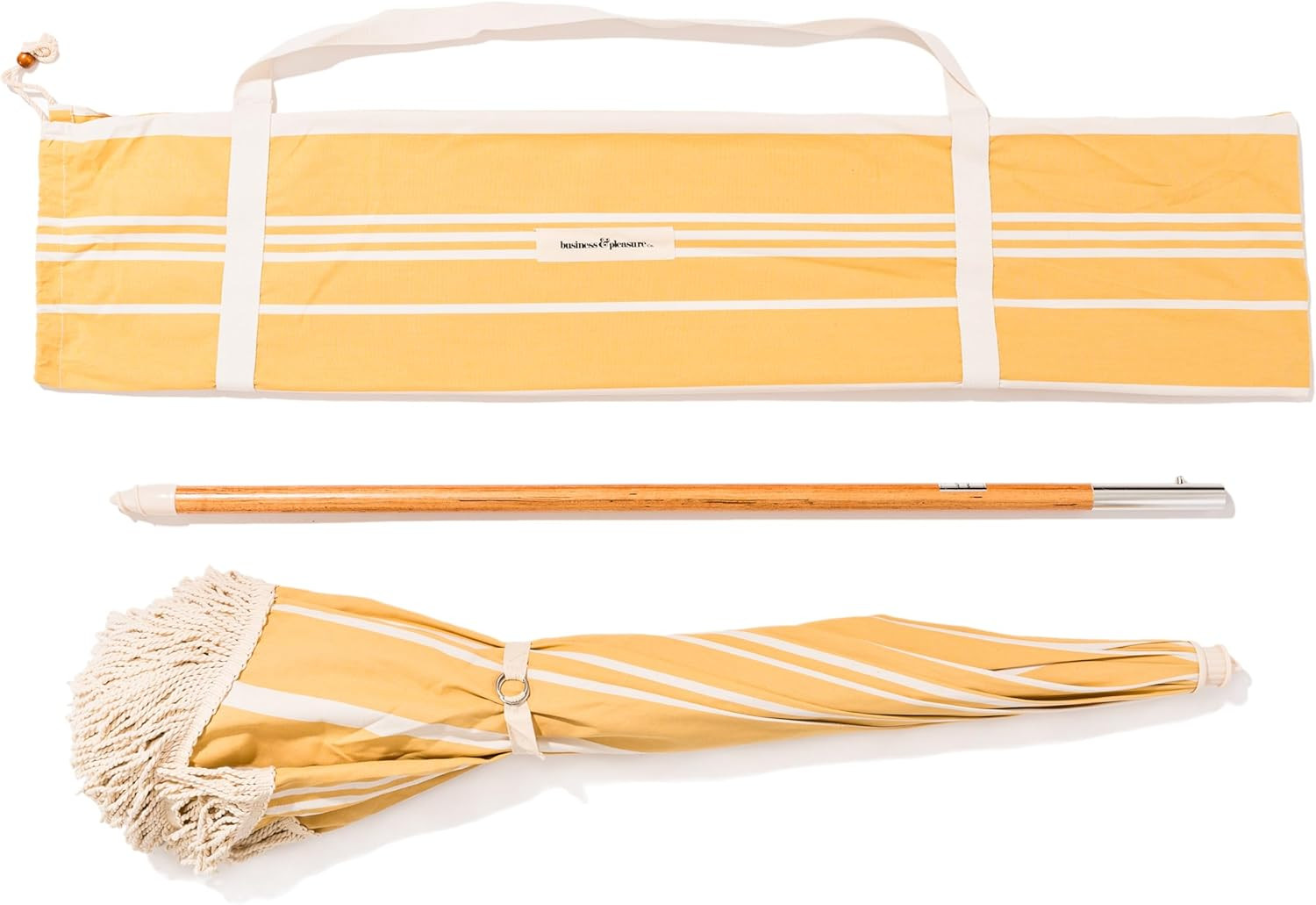 Chic Boho Beach Umbrella – 6′ UPF 50+ with 7′ Wooden Pole for Sun Safety