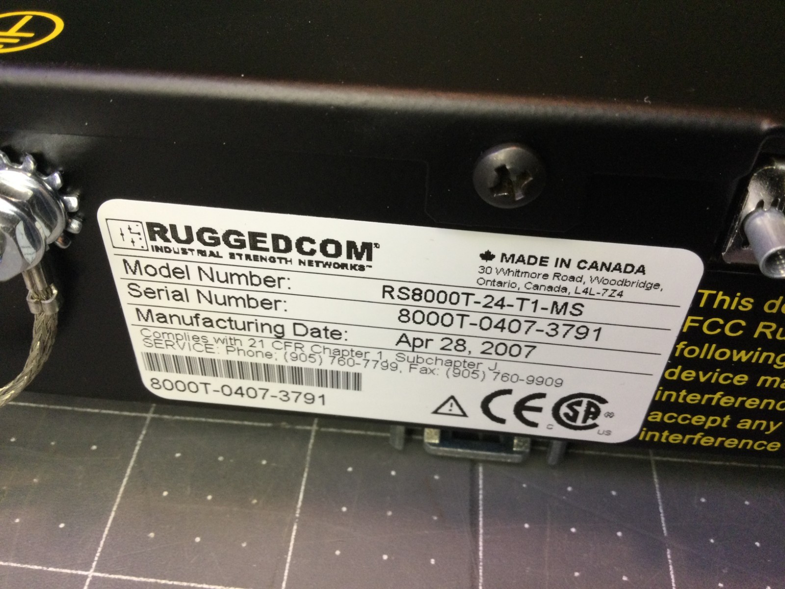 RuggedCom RS8000T-24-T1-MS Industrial Managed Ethernet Switch DIN Rail NOB