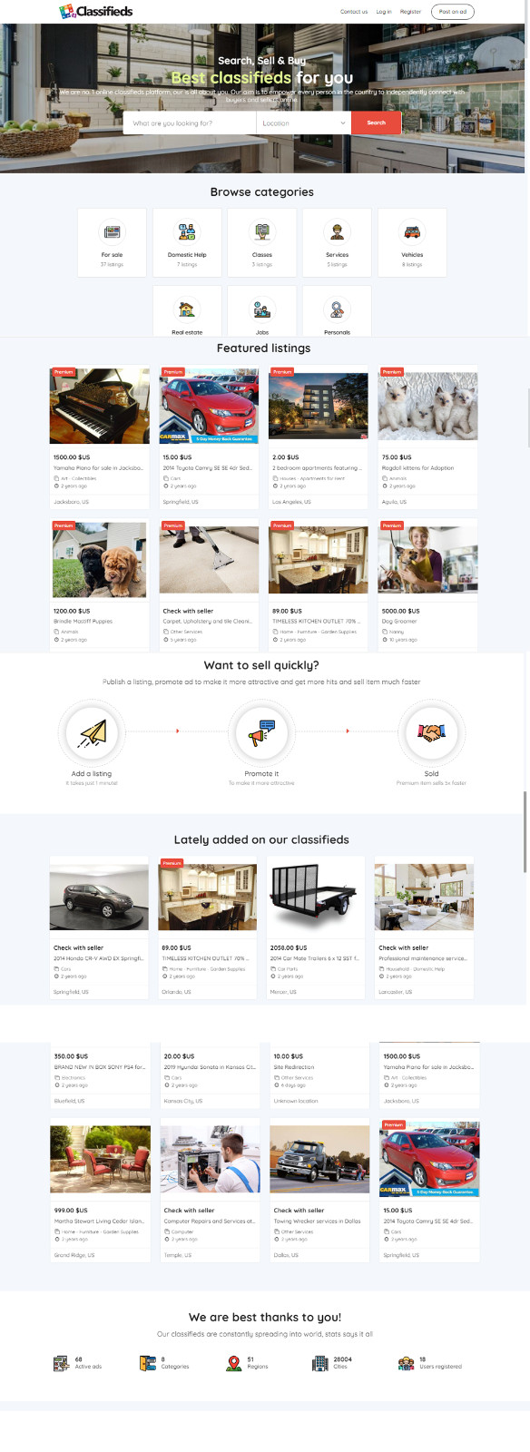 Complete Classified Ads Website for Sale: Enjoy Free Setup, Hosting, and SSL