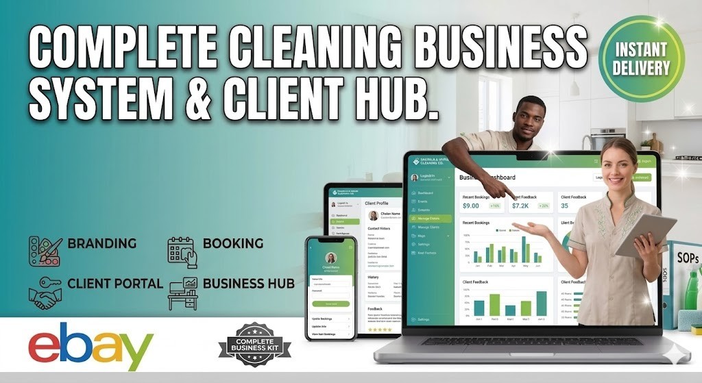 Turnkey Cleaning Business Website | Complete Client Booking Hub & Invoice System