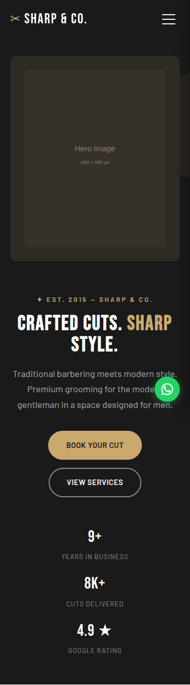 Barbershop Website Template – Professional HTML Landing Page – Dark – Responsive