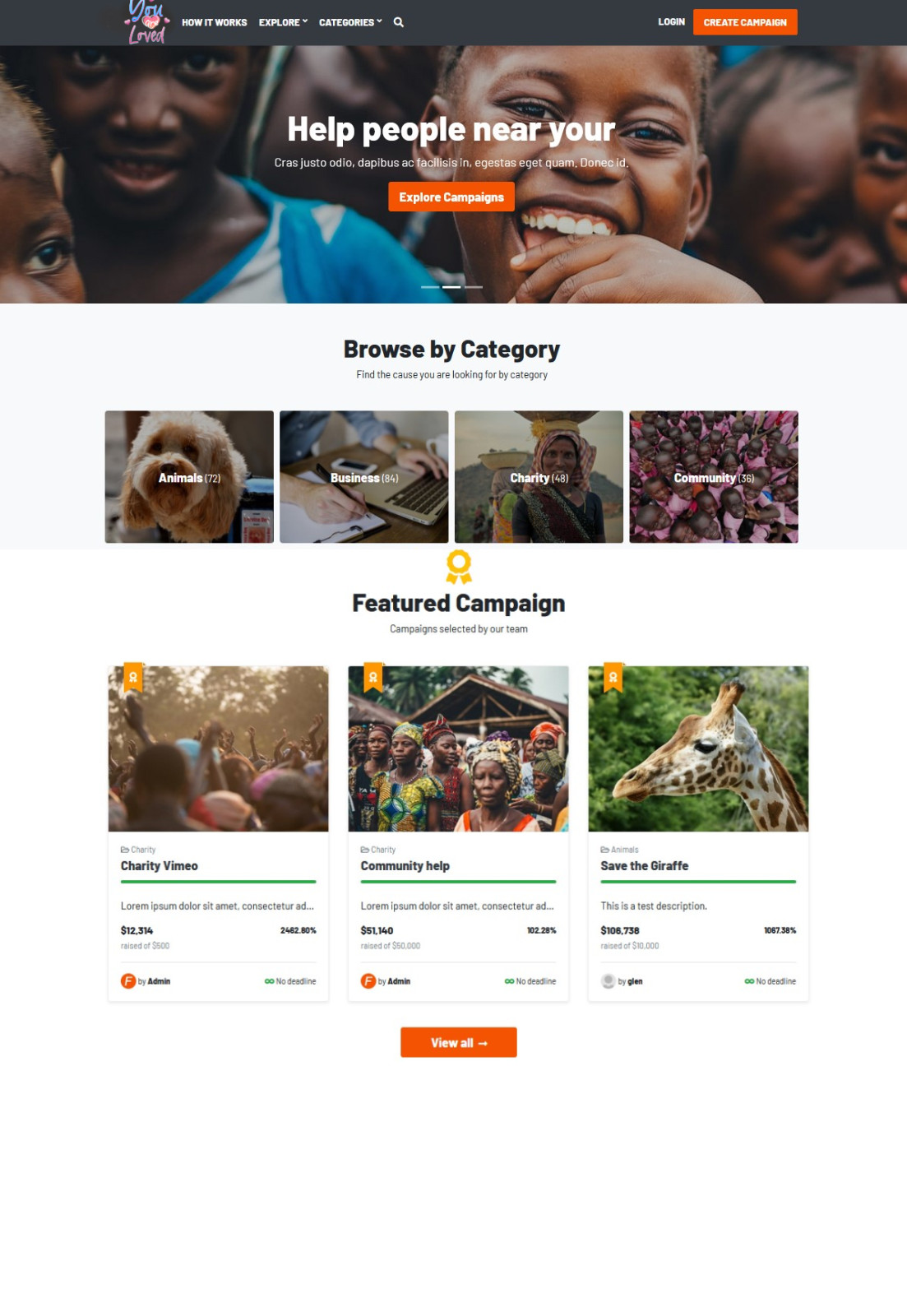Crowdfunding, Donation, Fundraising Campaign Website + Free Hosting