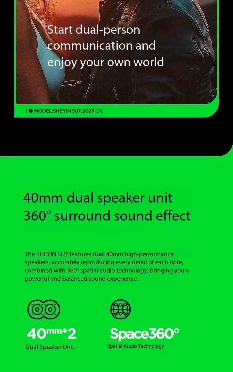 SHEYIN SU7 motorcycle helmet Bluetooth headphones noise waterproof riding