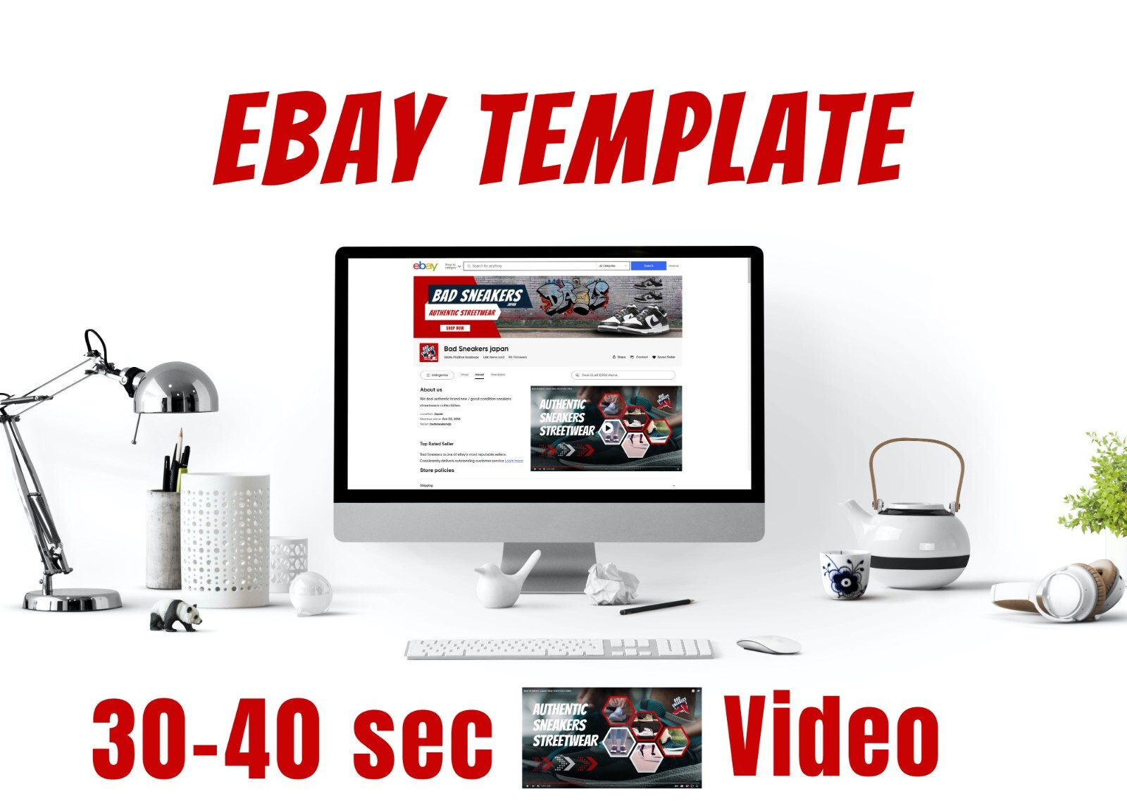 2024 Ebay Template Store & Listing Template, Logo and about us VIDEO (new)