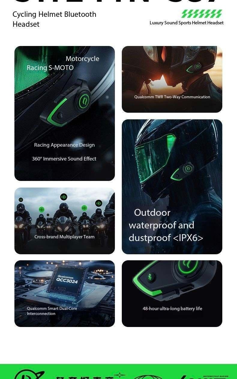 SHEYIN SU7 motorcycle helmet Bluetooth headphones noise waterproof riding