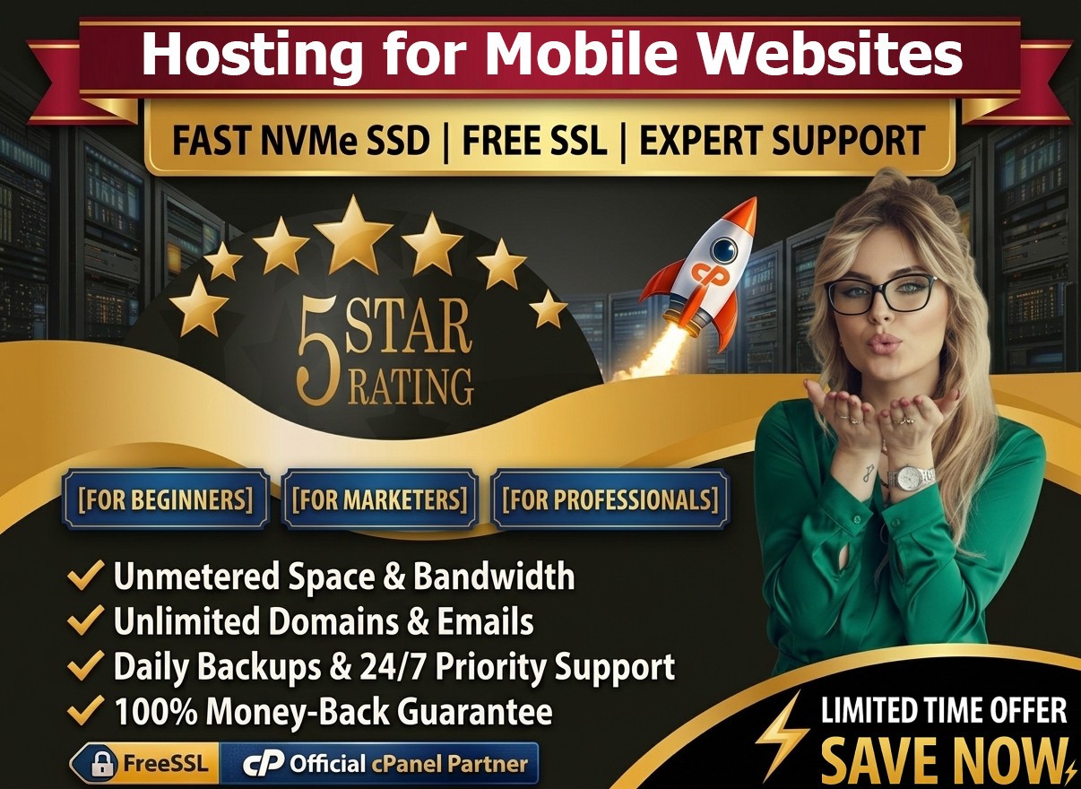 Hosting for Mobile Websites – 🚀Lightning Fast, Emails + Free SSL | $14.99/Year!