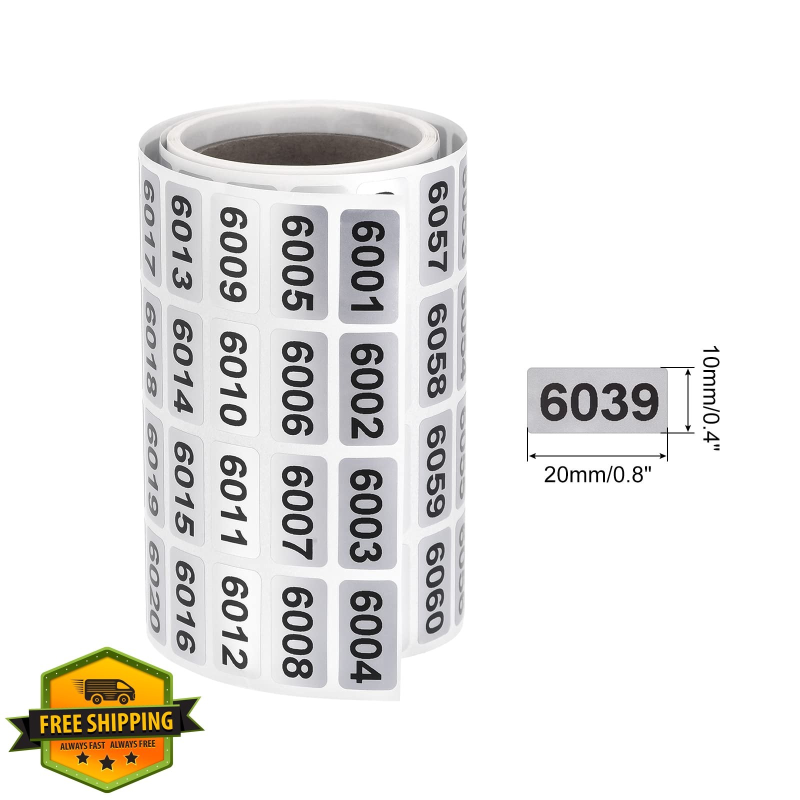 MECCANIXITY Number Stickers 6001-7000, Inventory Labels, Black Consecutive