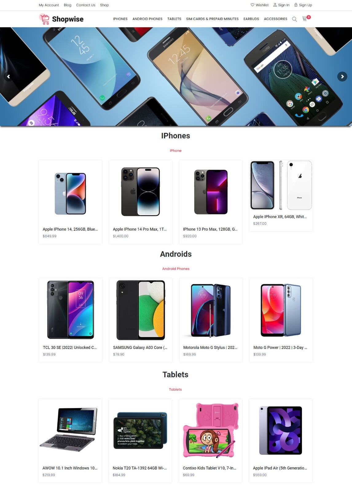 Smart Phones, Tablets Store – eCommerce DropShip / Affiliate Ecommerce Website