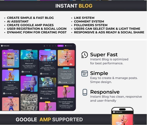 Fast & Simple AI powered Magazine or Blog with 1 FREE Month of Hosting Included