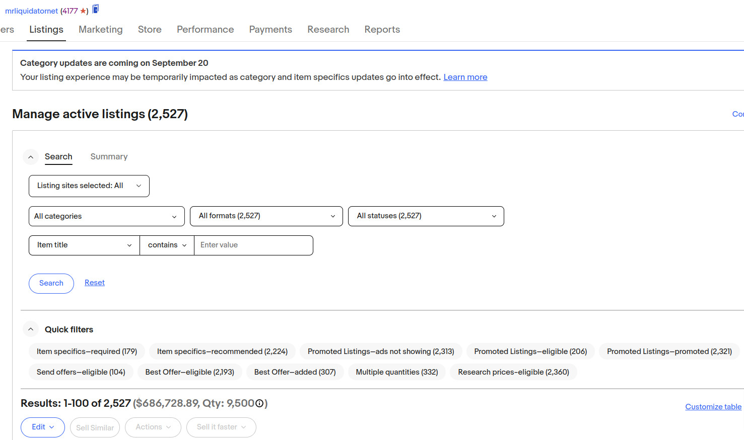 EBAY STORE INVENTORY! Also Available: 80,000 sq ft WAREHOUSE on 4 ACRES