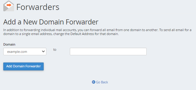 Domain Forwarder - Enter Details